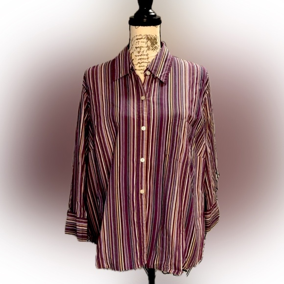 Villager Liz Claiborne stripped button up. Sz 18W - Picture 1 of 9